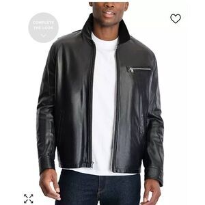 MK michael kors james dean black leather moto jacket xl mens